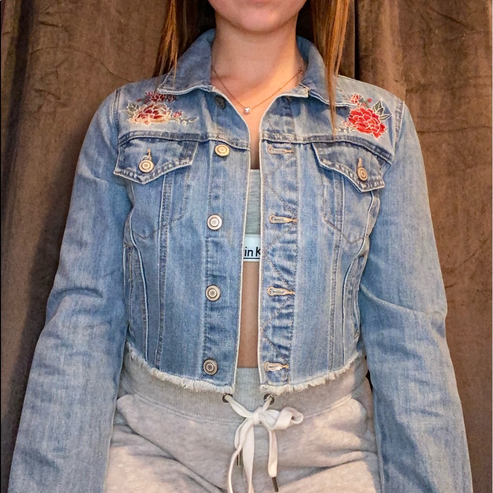 Forever 21 embroidered jean jacket